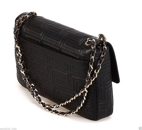 versace black leather shoulder bag|Versace shoulder bag price.